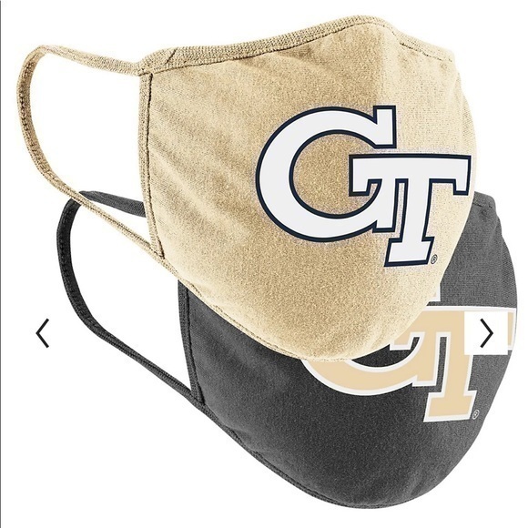 2 Pack Adult Colosseum Georgia Tech Yellow Jackets Logo Face Masks Covering - Picture 1 of 4